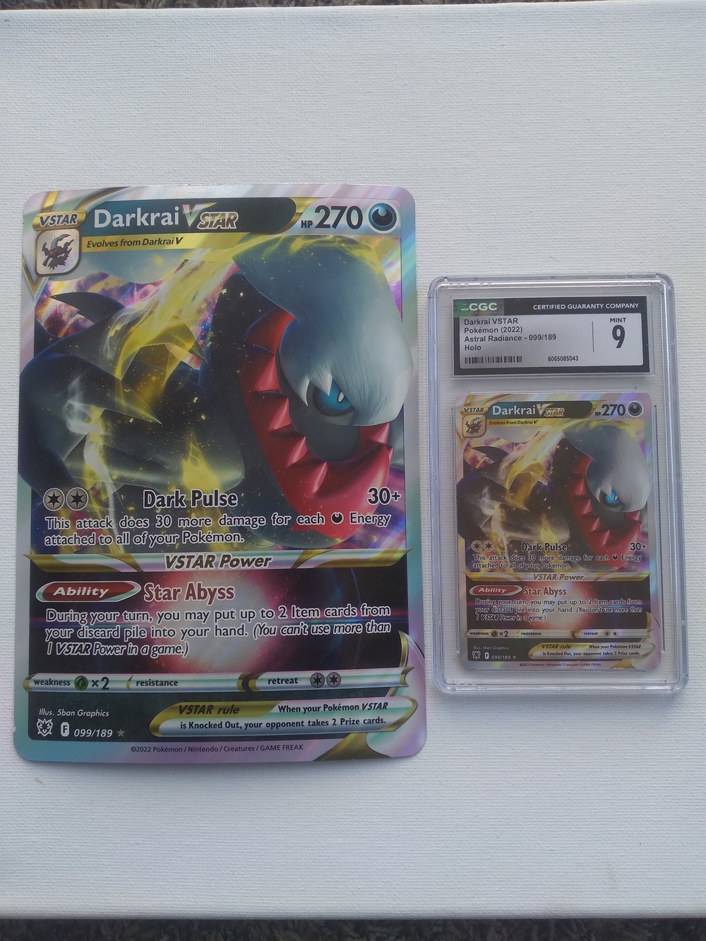 Pokemon Darkrai VSTAR Holographic Black Blue Red Collectible Card